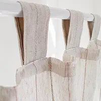 Cortina de Cozinha Linho Bordado 2,00 x 1,20 Decorativo Rústico Bege Artesanal Lavável com Alça