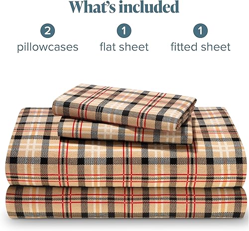 Miniatura 9 de Bare Home Juego de sábanas de franela de algodón estampados, 100% algodón, aterciopelado, suave y pesado, doble cepillado para mayor suavidad y 01 -