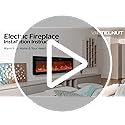 50" Electric Fireplace Wall Mounted and Recessed with Remote Control, 750/1500W Ultra-Thin Wall Fireplace Heater W/Timer Adjustable Flame Color and Brightness, Log Set & Crystal Options