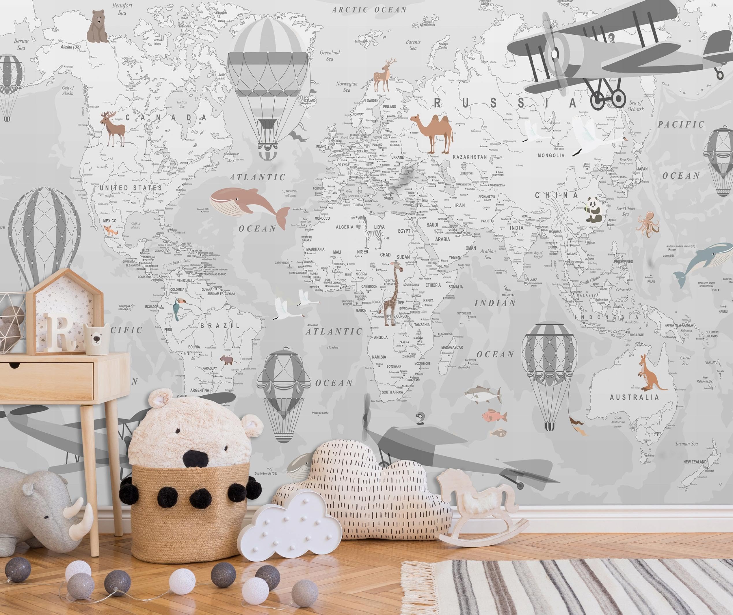 WallArena Winylowa fototapeta strukturalna mapa świata 368 x 254 cm