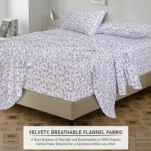 Vista 76 de RUVANTI Juego de sábanas de franela 100% algodón, tamaño matrimonial, 4 piezas, Alpine Serenity Serenidad alpina