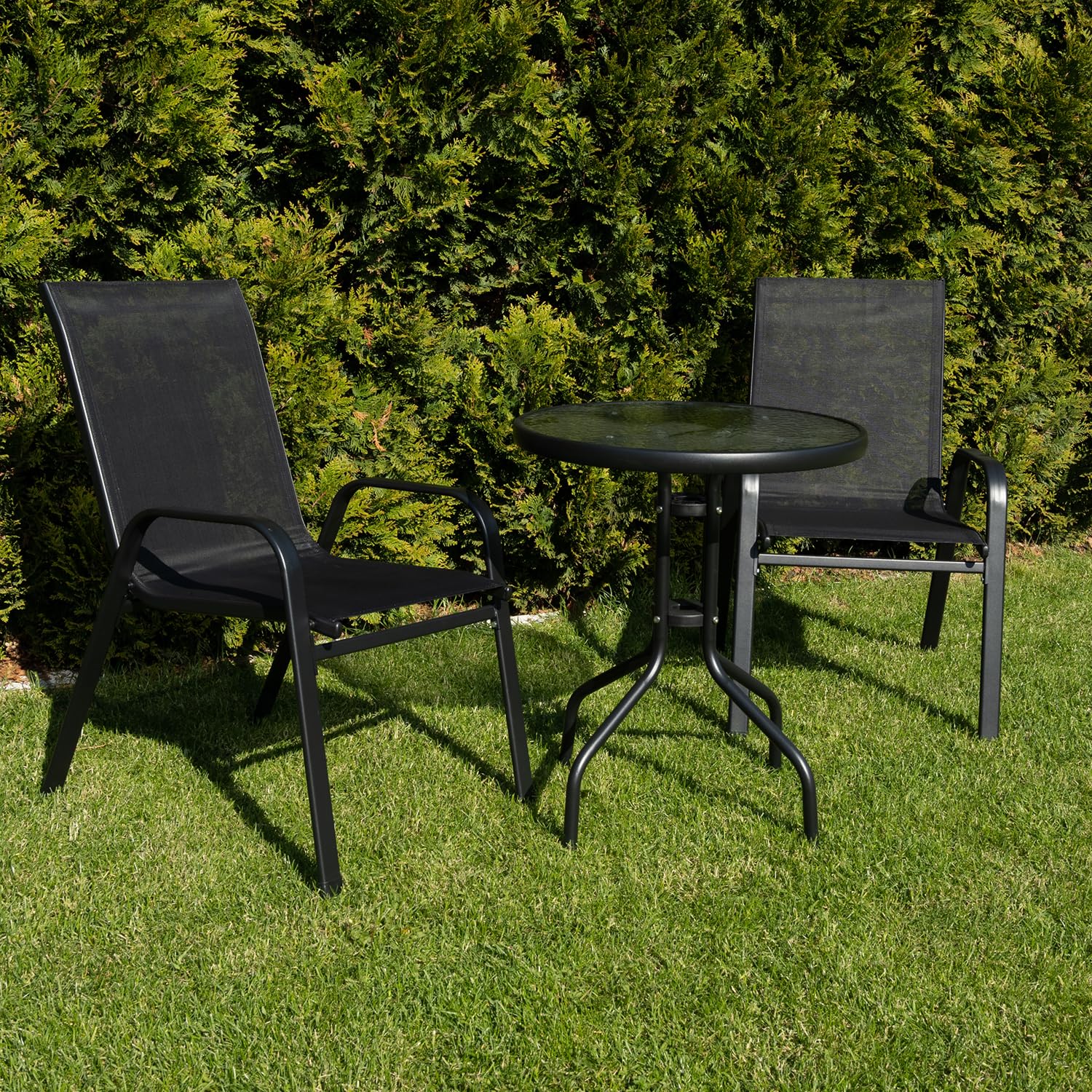 Balkonstühle 4er Set Gartenstühle Hochlehner Stapelbar bis 150 kg Belastbar Metall 23460