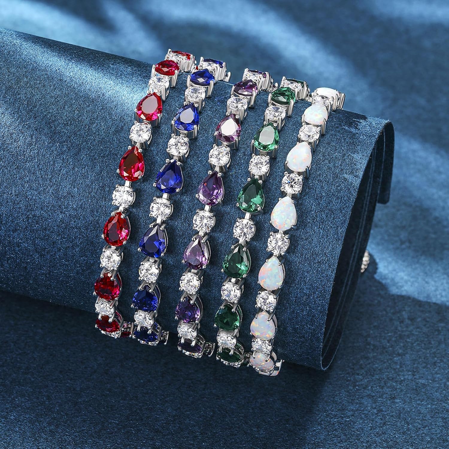 FANCIME Birthstone Tennis Bracelets Sterling Silver Bolo Tennis Bracelets Charm Fine Jewelry Birthday Gifts for Women Mom Wife Her - Image 6