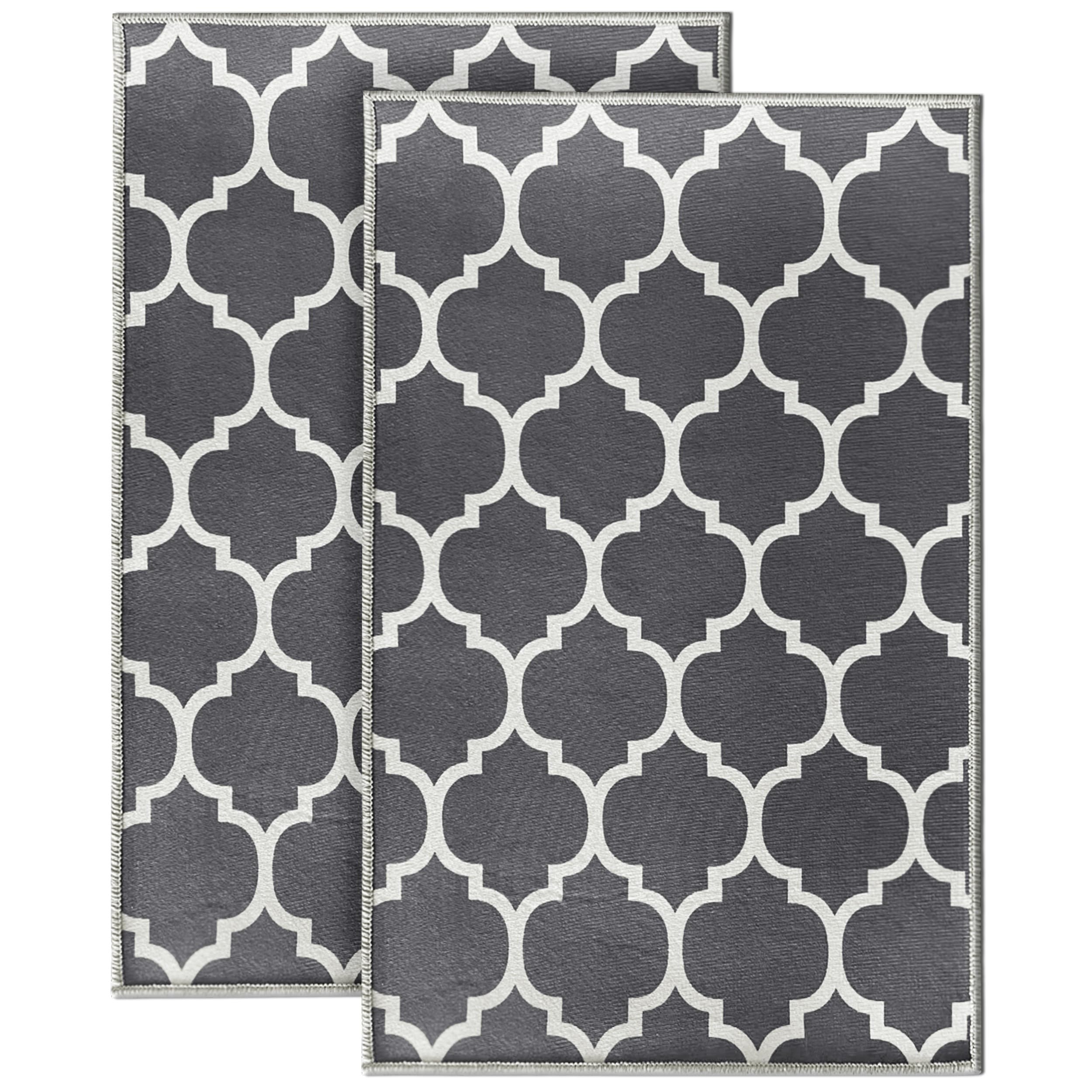 BedLooms Door Mat 60x110 cm 2 Pack – Non Slip Heavy Duty Indoor Outdoor muddy mats for dogs – Stylish & Printed Welcome Front Doormat – Dirt Trapper Kitchen Floor Mat Inside Outside Doormats, Ava Grey