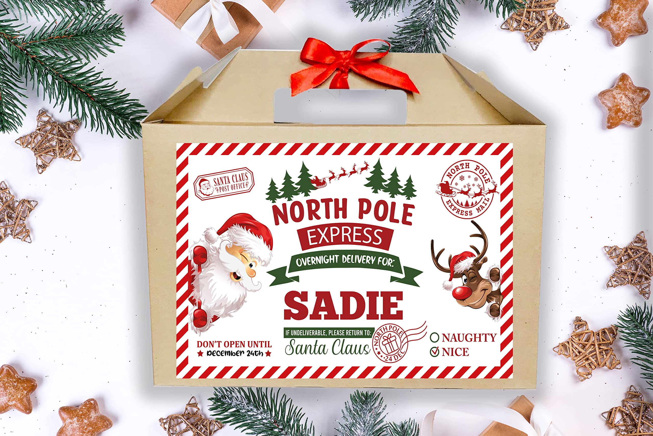 Colourbat Letter Personalised Christmas Eve Gift Box Night Before Treat Box Stocking Filler Santa Express Delivery (Letter)