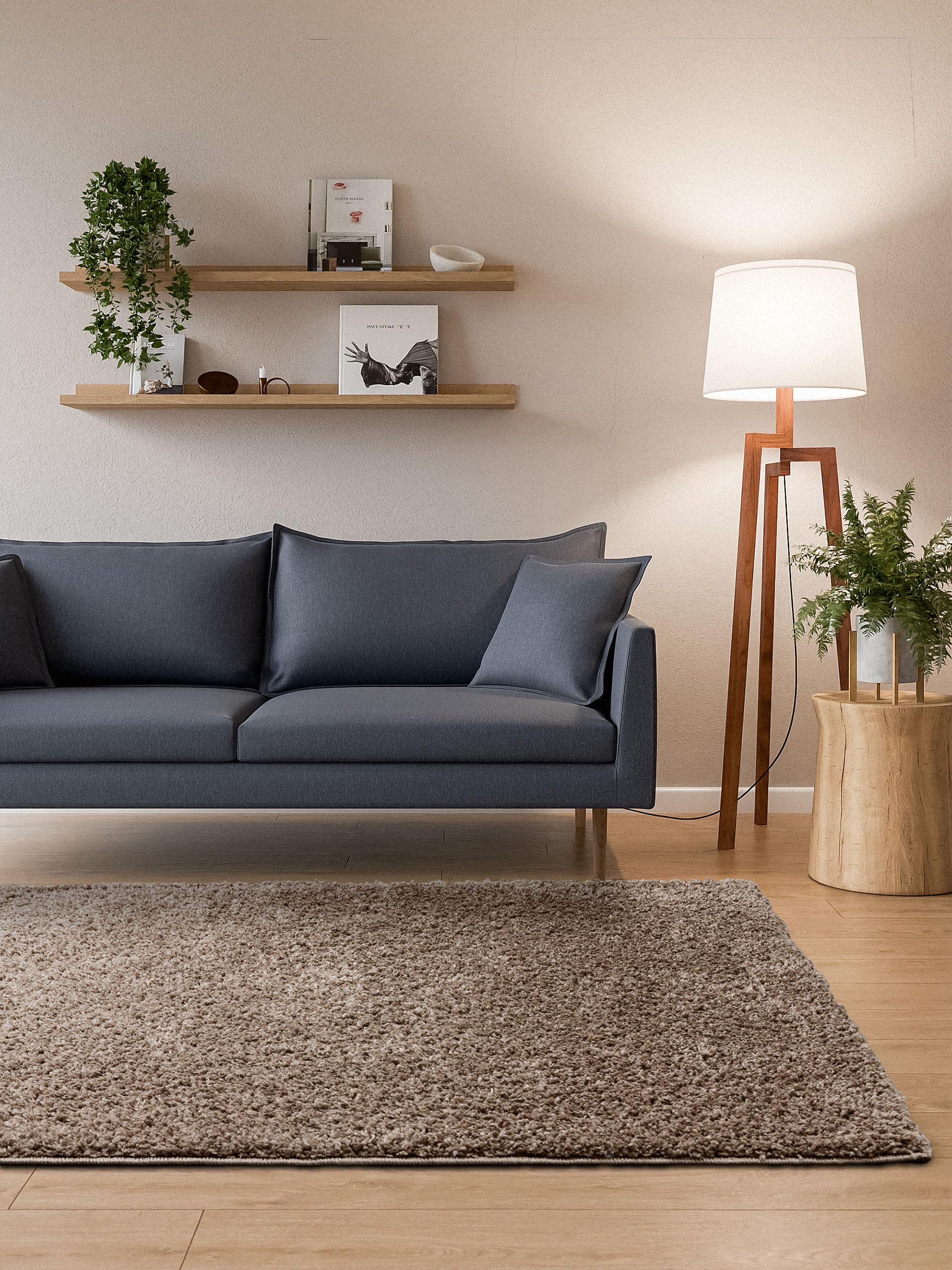 Interiyou Alfombra Pelo Largo Sofia - 200x290 cm Topo - Esponjosa y Lisa - Lavable y Antideslizante - Textura Larga Suave