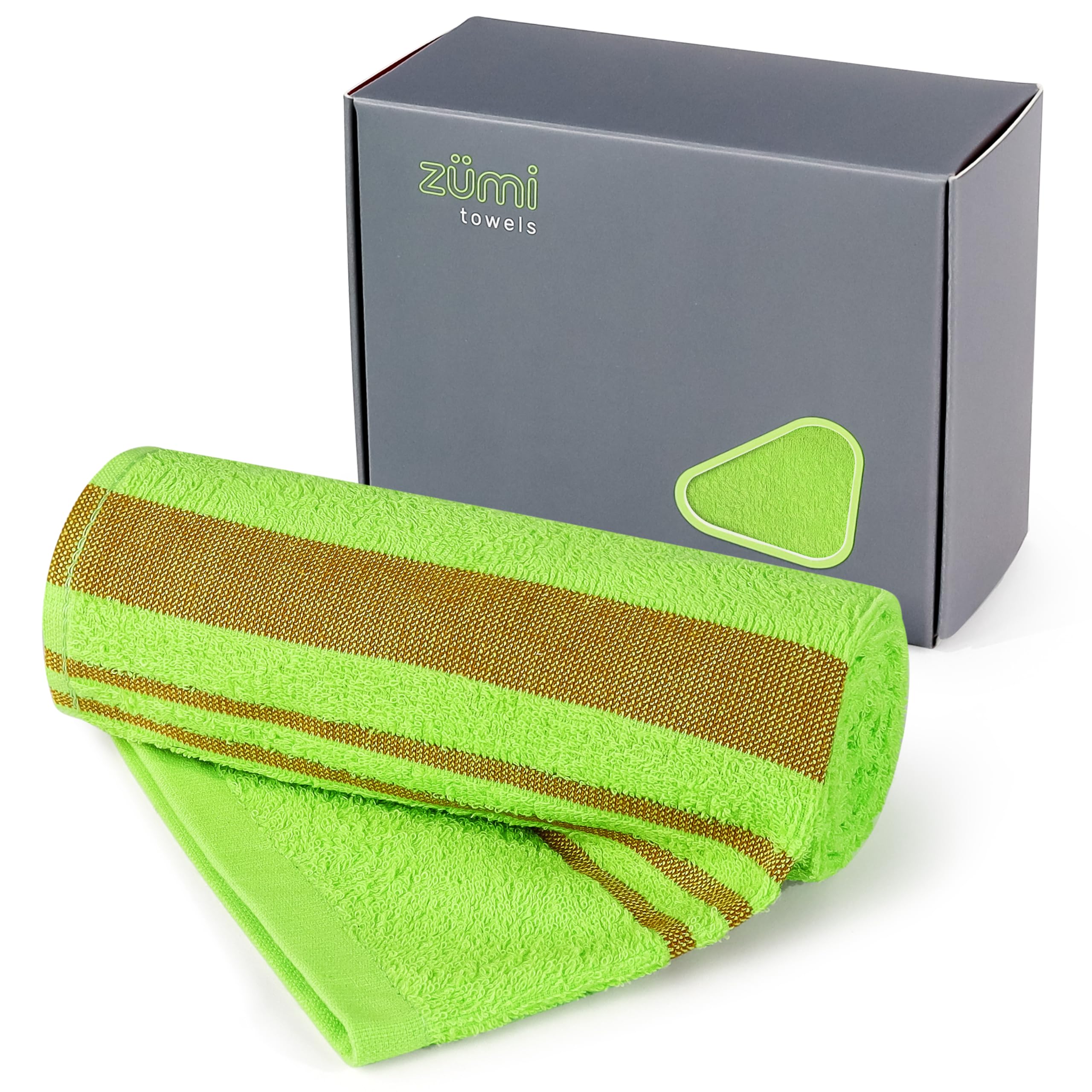 Zumi MINI 100% Cotton Camping Travel Towel - Small, Ultralight, Fast Drying, Highly Absorbent, Soft and Gentle on the Skin, Safe for the Planet (28" x 13" Green)