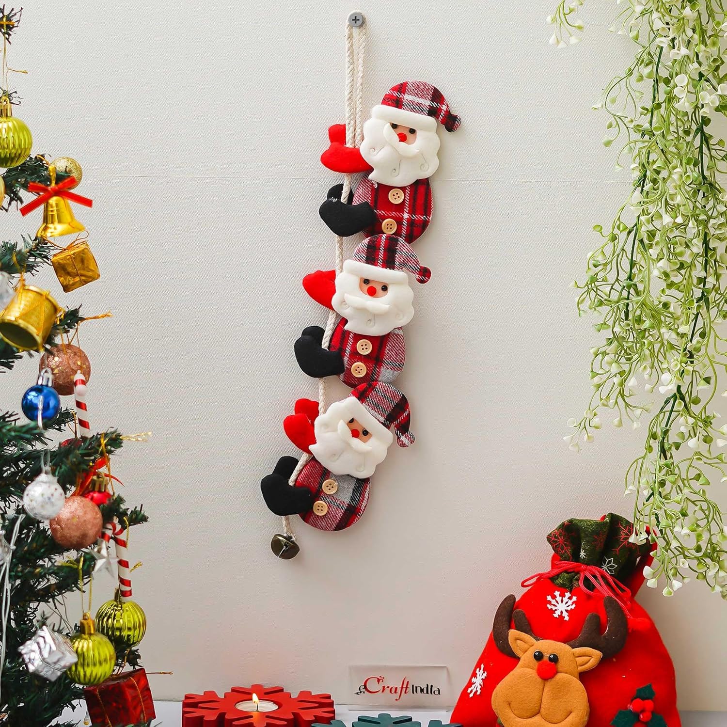 eCraftIndia Santa Claus Snowman Climbing on Rope Merry Christmas Decor Hanging Ornament Props | Christmas Tree Decoration Items for Home Office | Xmas Gifts for Women Men Kids Girls Boys Friends