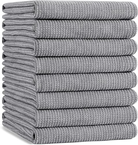 Miniatura 14 de Mordimy Paquete de 6 paños de cocina de alta calidad (18 x 28 pulgadas, negro), toalla de mano grande de algodón, paños planos y de rizo para secar