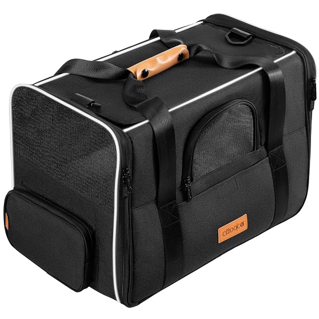 CADOCA Transportín Plegable para Perros y Gatos con Cojín Antracita