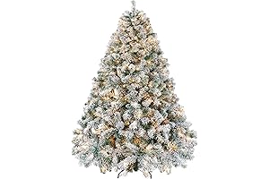 Yaheetech 7.5ft Pre-lit Flocked Artificial Christmas Tree