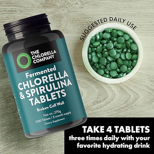 Miniatura 5 de Tabletas fermentadas de clorella y espirulina, clorofila, superalimento verde, suplemento de algas, desintoxicación de metales pesados, apoyo
