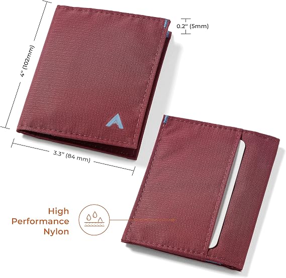 Allett Hybrid Card Wallet, RFID Blocking Slim Bifold (Nylon, Mulberry)