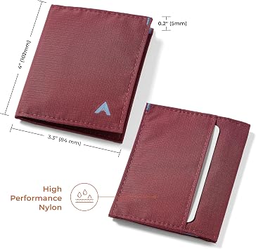 Allett Hybrid Card Wallet, RFID Blocking Slim Bifold (Nylon, Mulberry)