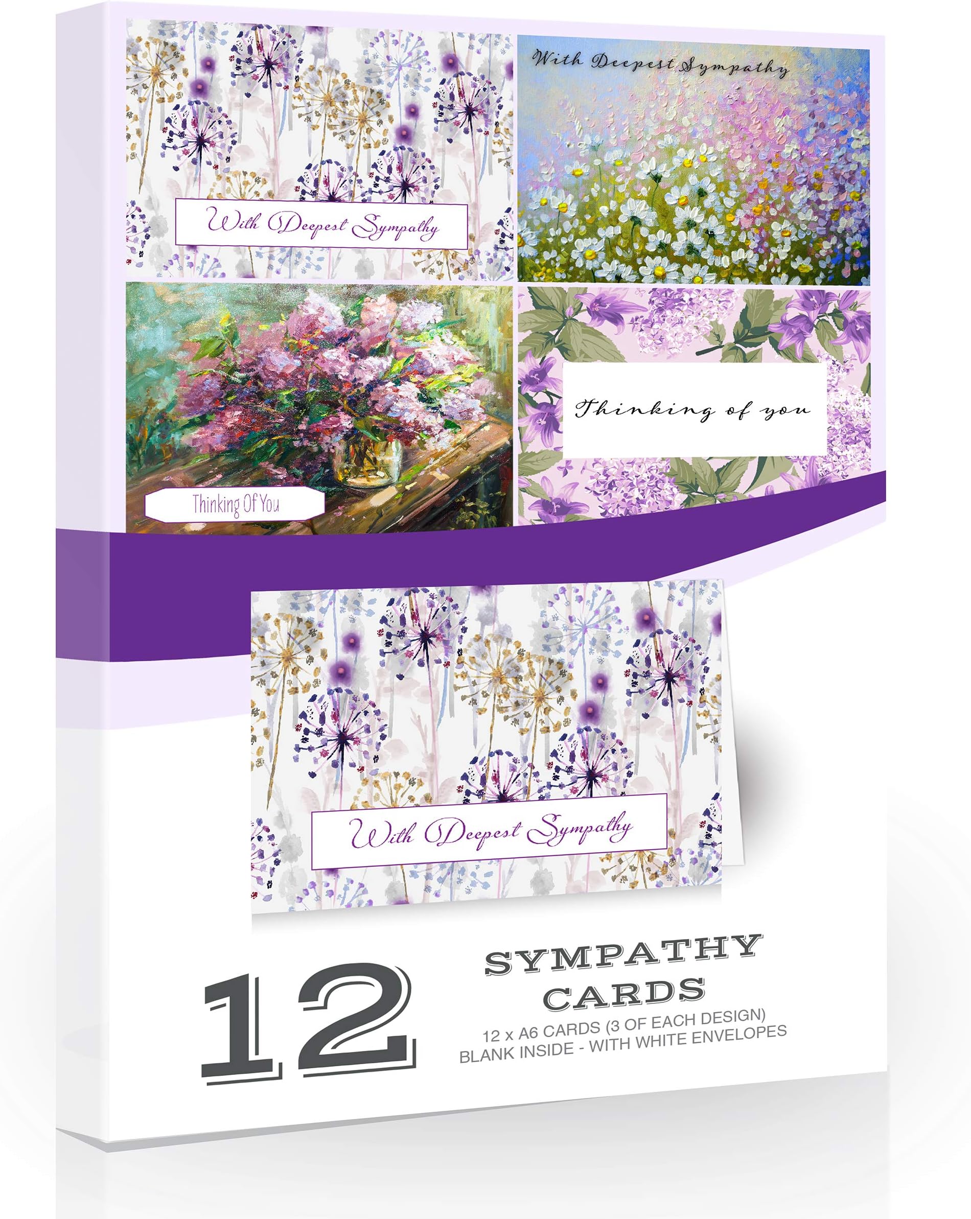 Ruby Ashley Sympathy Cards. Multipack of 30 Sympathy Cards with White