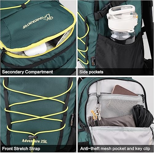 Miniatura 5 de MOUNTAINTOP Mochila de senderismo, mochila de campamento de 25 litros, mochila de senderismo ligera para hombres y mujeres, mochila de viaje para