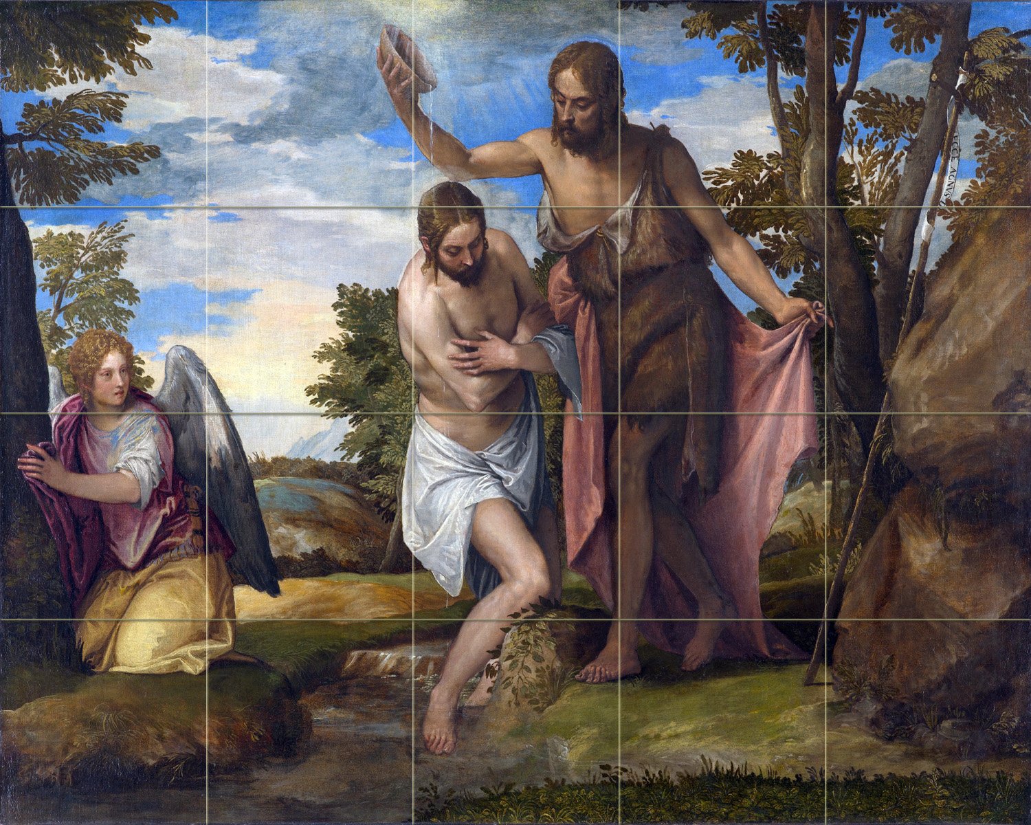The Baptism of Christ by Veronese (Paolo Caliari) Tile Mural