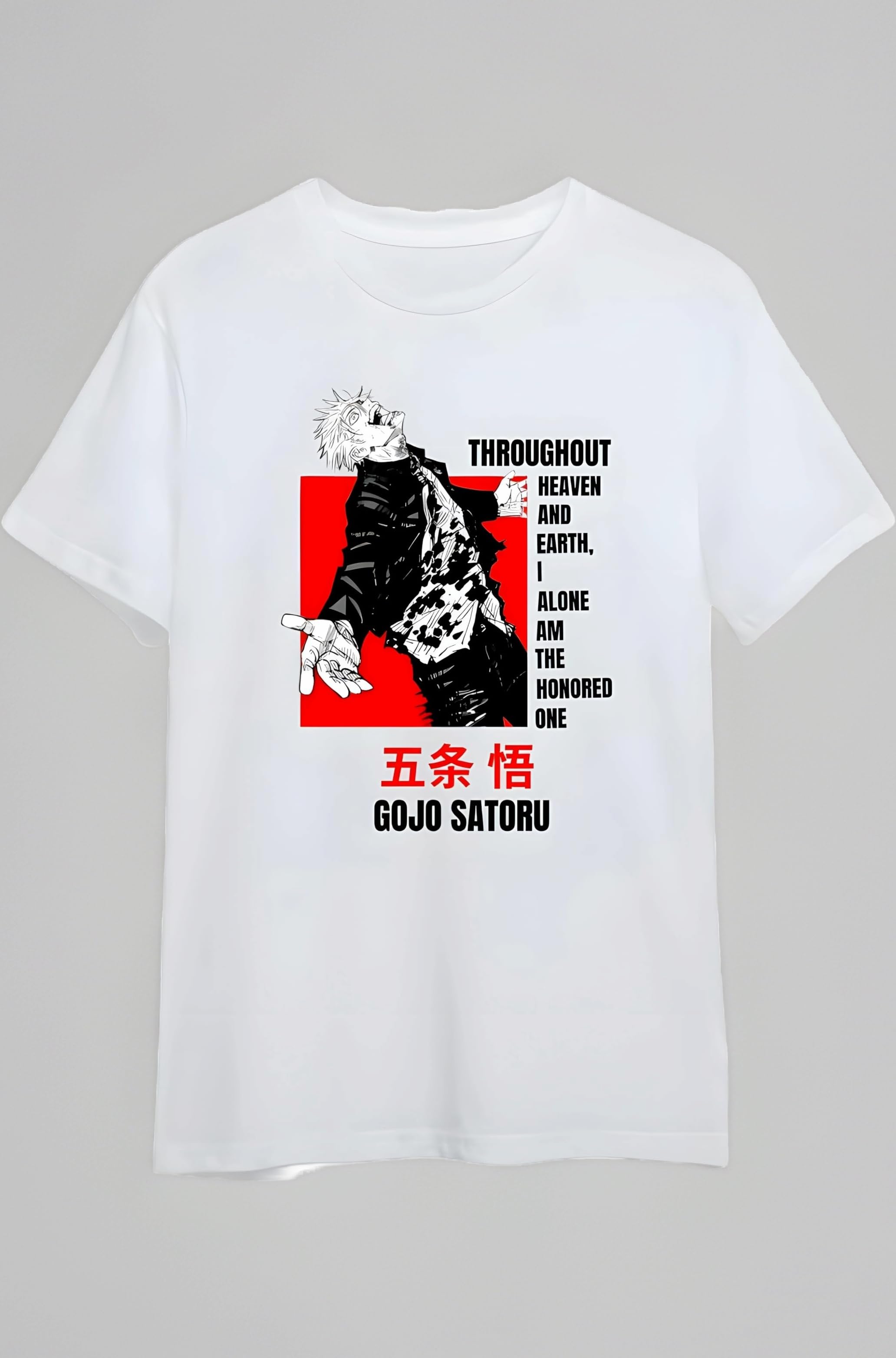Jujutsu Kaisen Gojo Satoru Anime T-Shirt, White, Comfortable Fit, Unisex