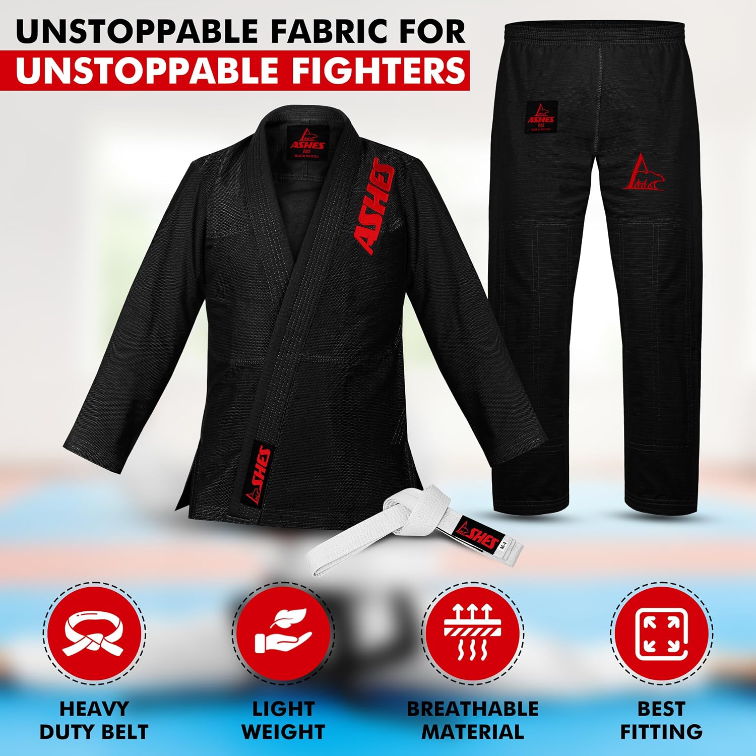 Ashes Sports IBJJF Ultra Light BJJ Brazilian Jiu Jitsu Gi for Kids with Preshrunk Fabric and Free Belt