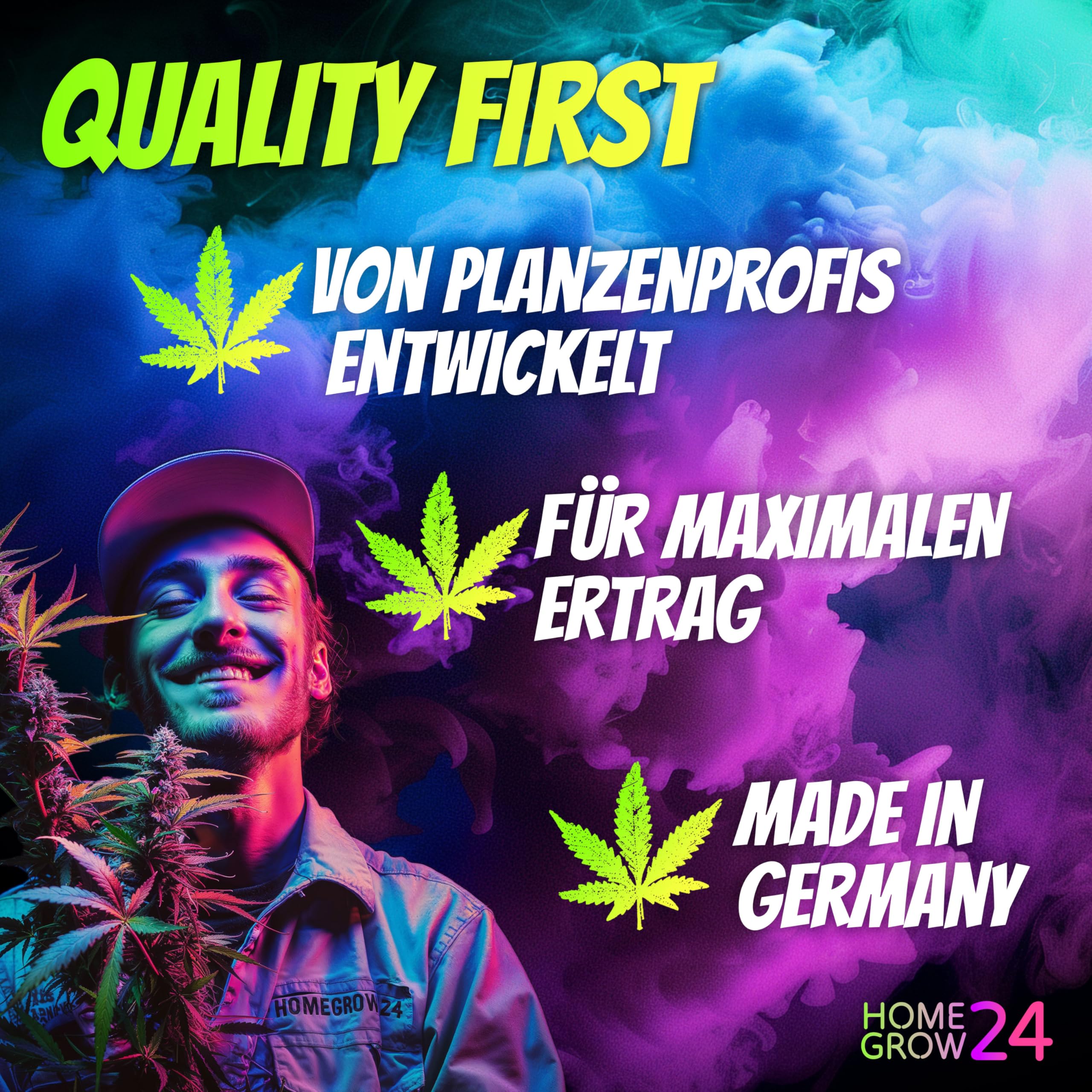 HOMEGROW24 Engrais pour Cannabis Duo - Grow et Bloom Engrais liquide NPK pour plantes d'intérieur, d'extérieur & autofloraison et kit de culture d'engrais pour chanvre adapté à la boîte de culture