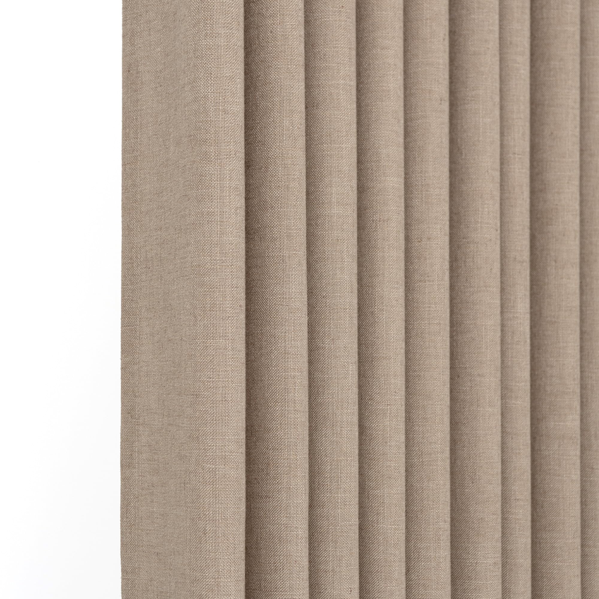 Liz Pinch Pleated Linen Curtains Light Filtering Curtains for Living Room, Farmhouse Window Curtains for Bedroom, Modern Drapes with Hooks and Rings, 95 Inches Long, Taupe Grey, 2 Panels Set