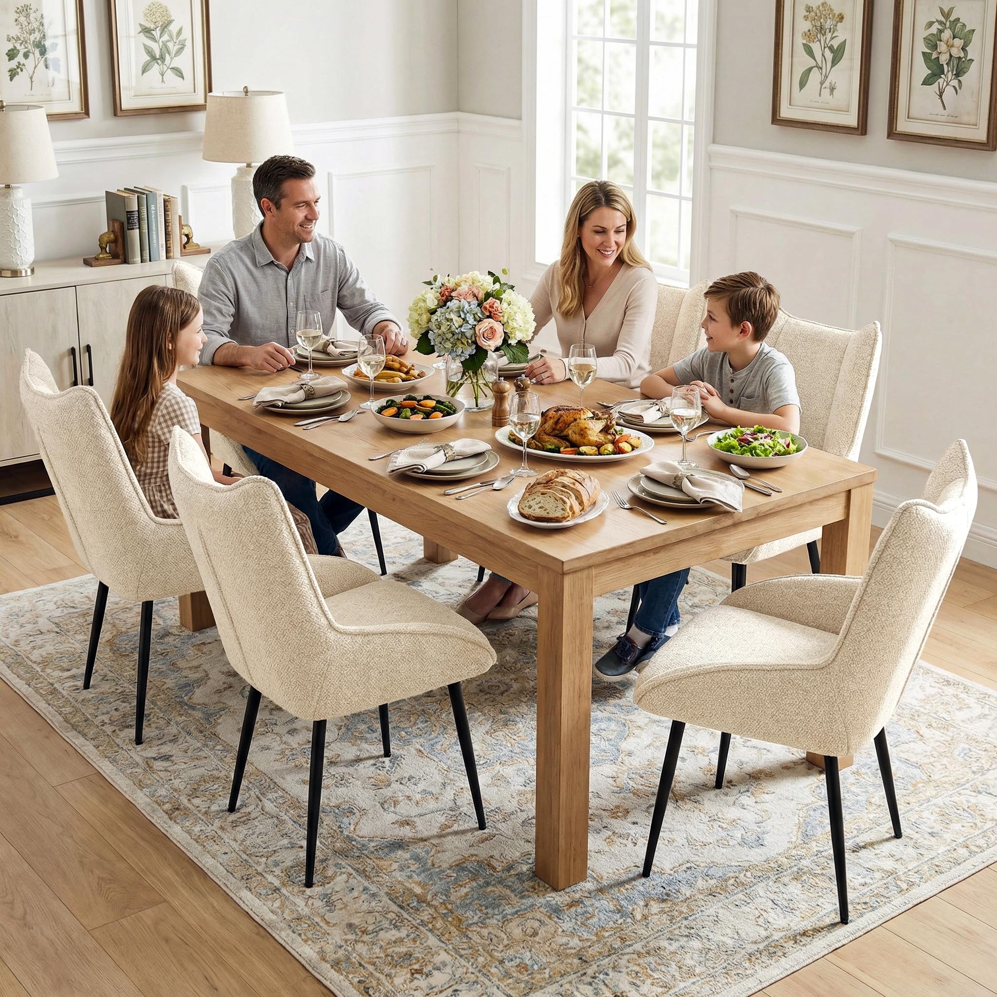 Esszimmerstühle 1er Set, moderner Küchenstuhl Creme ohne Armlehnen, Stühle Esszimmer aus Samt, verstellbare Füße, für Esszimmer, Wohnzimmer, Küche & Schlafzimmer