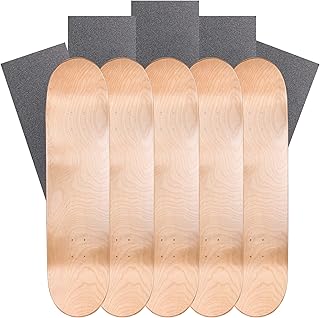 Cal 7 Blank Maple Skateboard Decks with Grip Tape (Bundle of 5) (Natural, 8