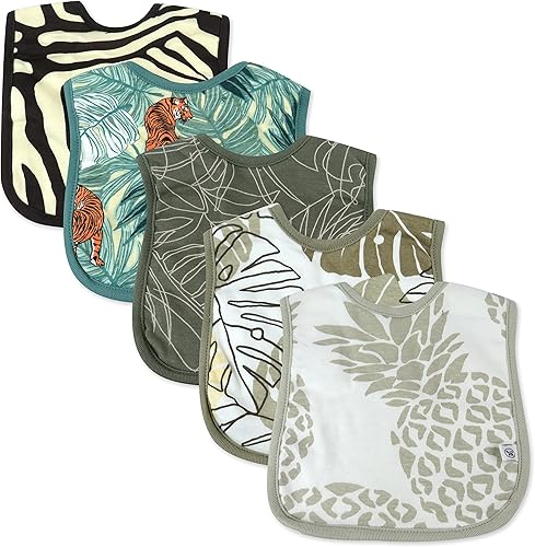 HonestBaby Multipack - Baberos reversibles 4 en 1, tejido de rizo y tejido 100% algodón orgánico, para bebés, niños, niñas, unisex