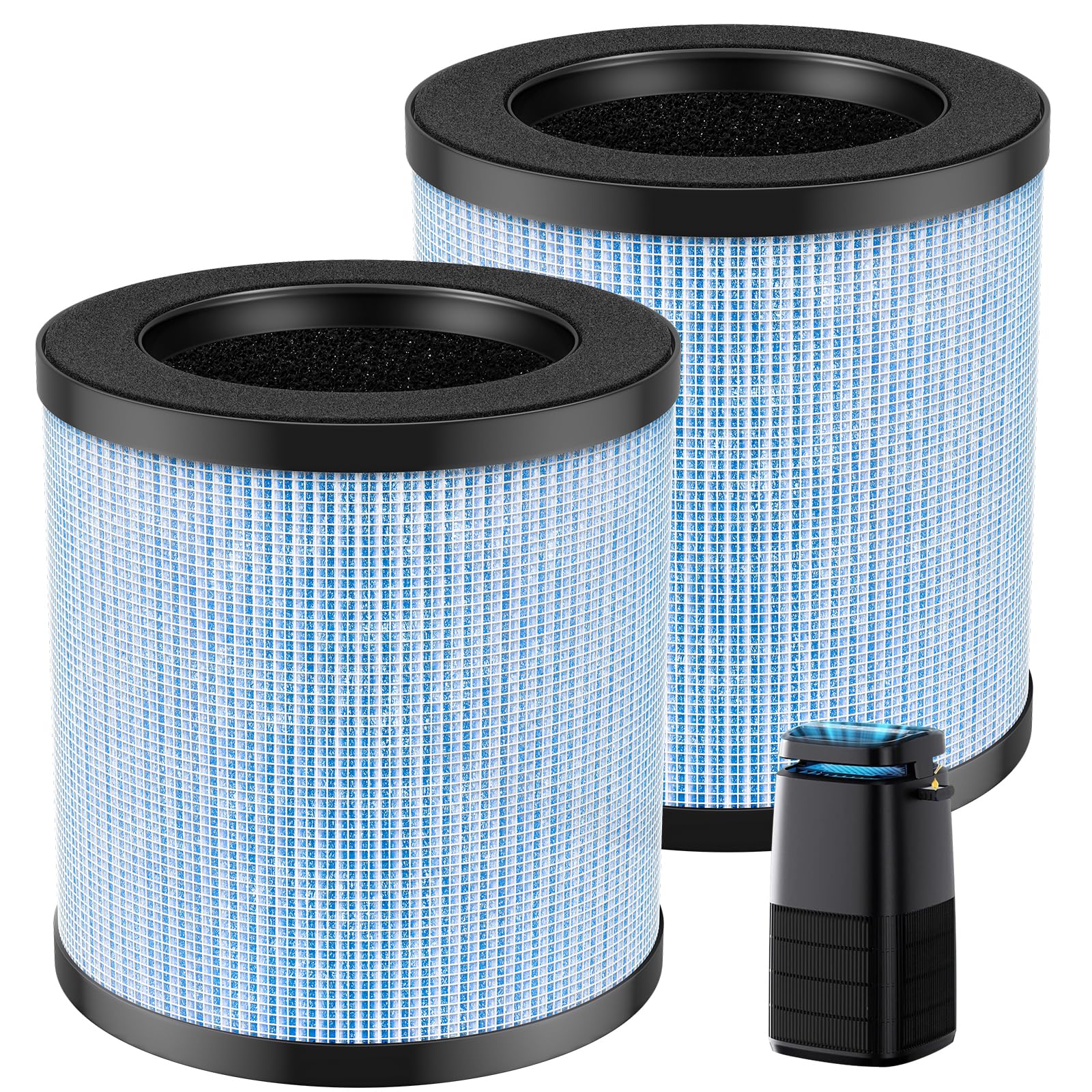 OFFICIAL MJ002H Replacement Filter Compatible with POMORON MJ002H Air Puri-fier, H13 True Hepa Filter, Activated Carbon, Multi-Layer Filter, Compare Part MJ002H-RF, 2 Pack