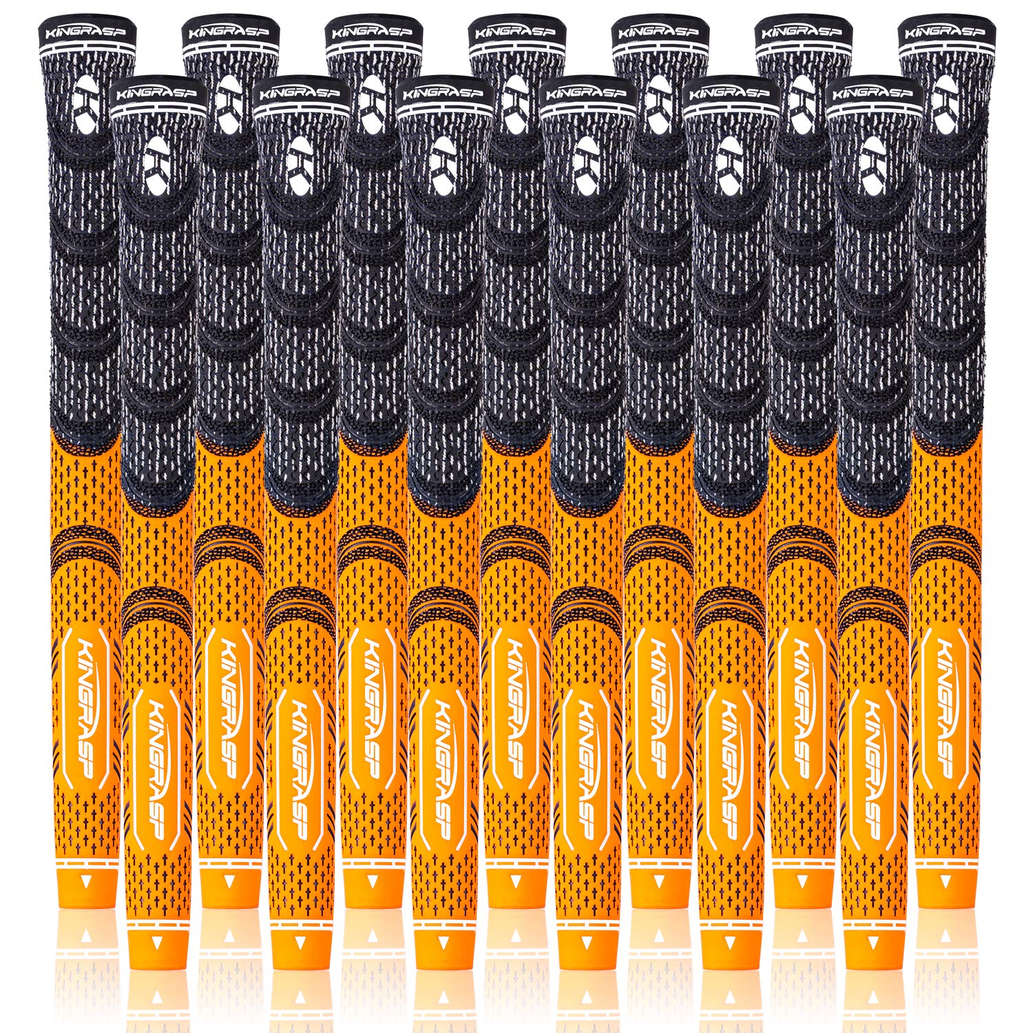 KINGRASP Multi Compound Golf Grips, 13 Grips Set,Soft Rubber Golf Clubs Grips, Anti-Slip Ecological Cotton Yarn Thread Technology,Midesize Standard Size,6 Colors Optional