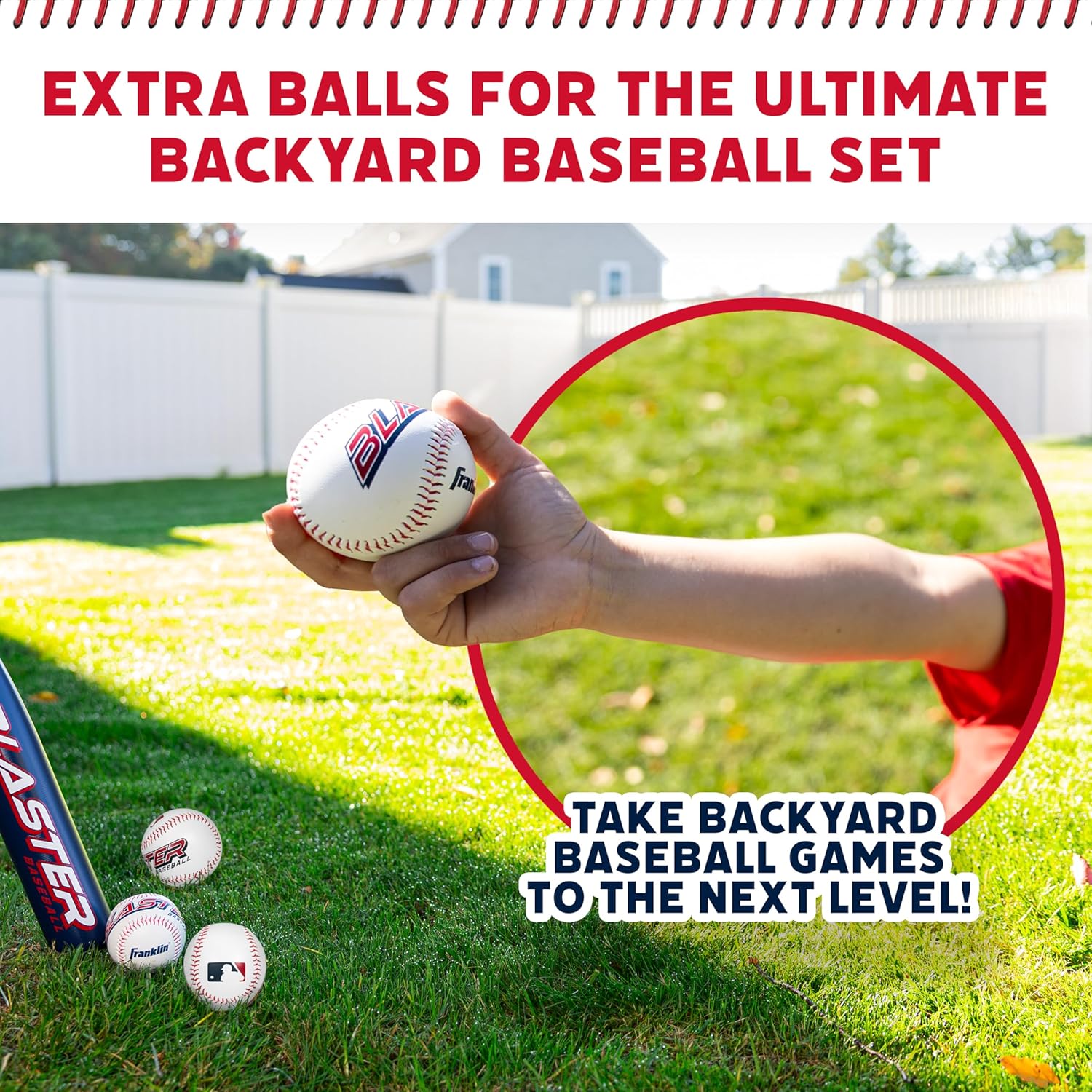 Franklin Sports Blaster Plastic Baseball Bat + Ball Set - Youth 32" Toy Bat + Official Stitched 70mm Lightweight Ball