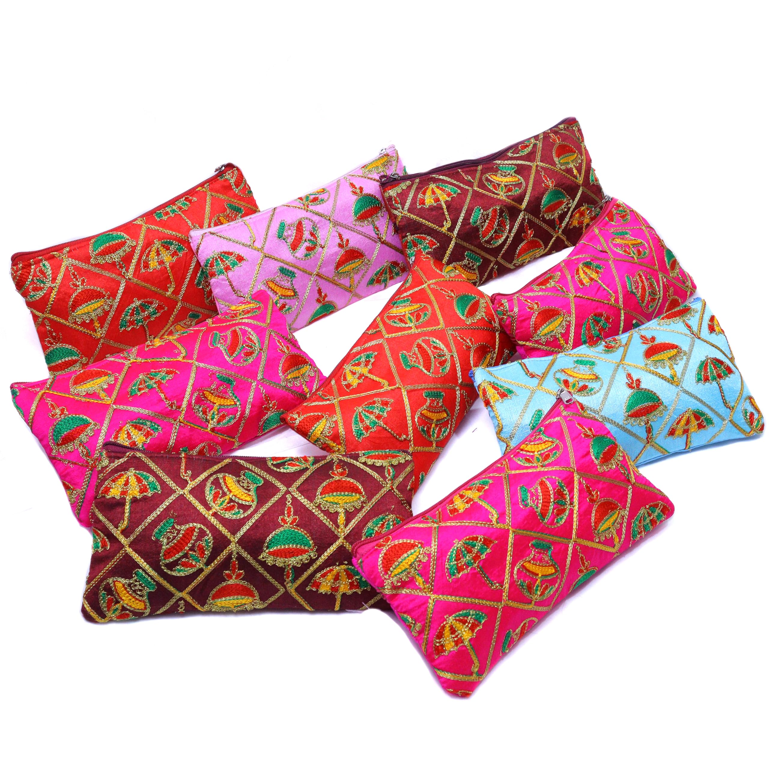 Embroidery Wedding Return Gift for Women Wholesale Bridal Traveling potli Bag with Zipper for Ladies Baby Shower Shagun Purse Gifting Haldi Mehandi for Girl