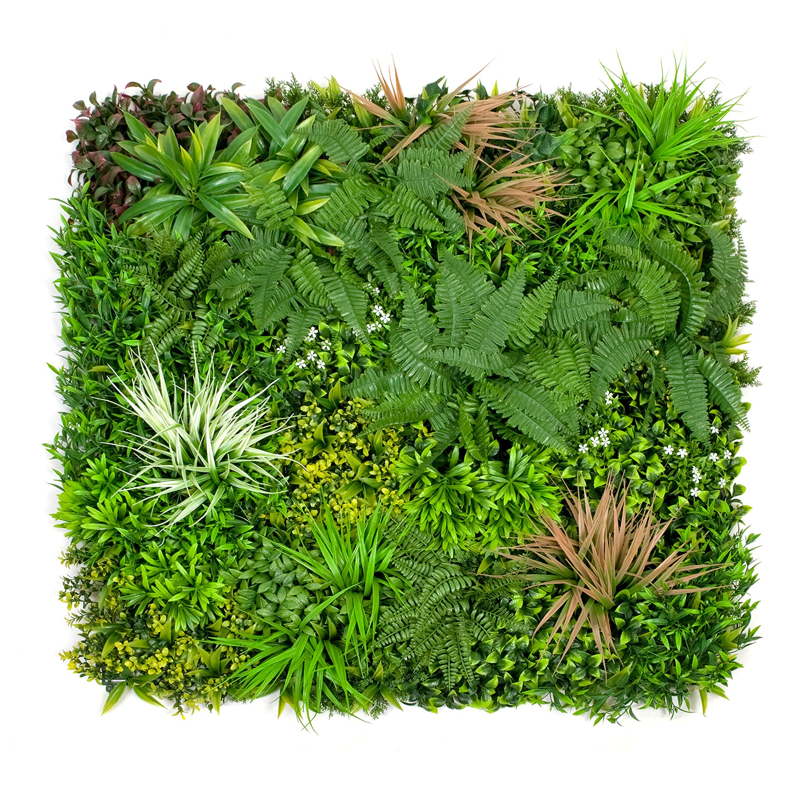 GreenBrokers Seto de Pared Artificial follaje de Hojas Mixtas de Verde y Rosa Pastel x 1 m, Resistente a los Rayos UV