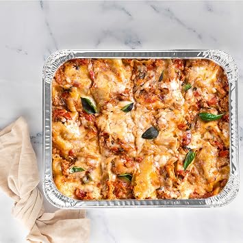 PLASTICPRO Disposable 9 x 13 Aluminum Foil Pans Half Size Deep Steam Table Bakeware - Cookware Perfect for Baking Cakes, Bread, Meatloaf, Lasagna Pack of 10