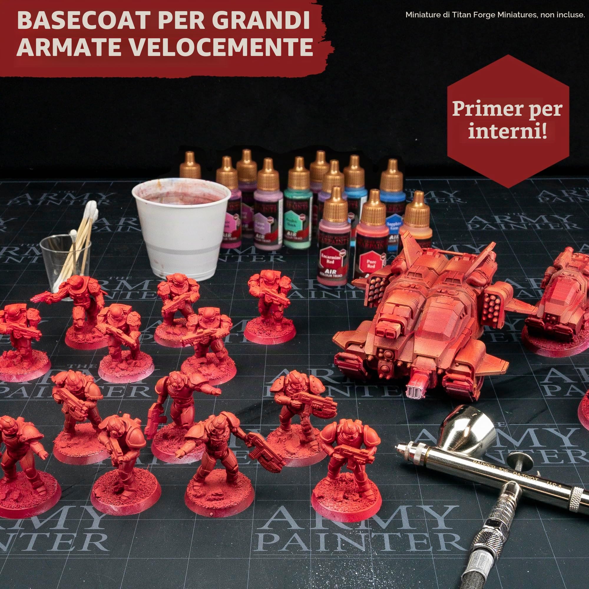 The Army Painter, Warpaints Air Mega Set Combo, 60 x 18 ml, aerografo | Colori acrilici per aerografo, 9 metallici, 1 fluo e 1 stazione di pittura, per DnD e Warhammer