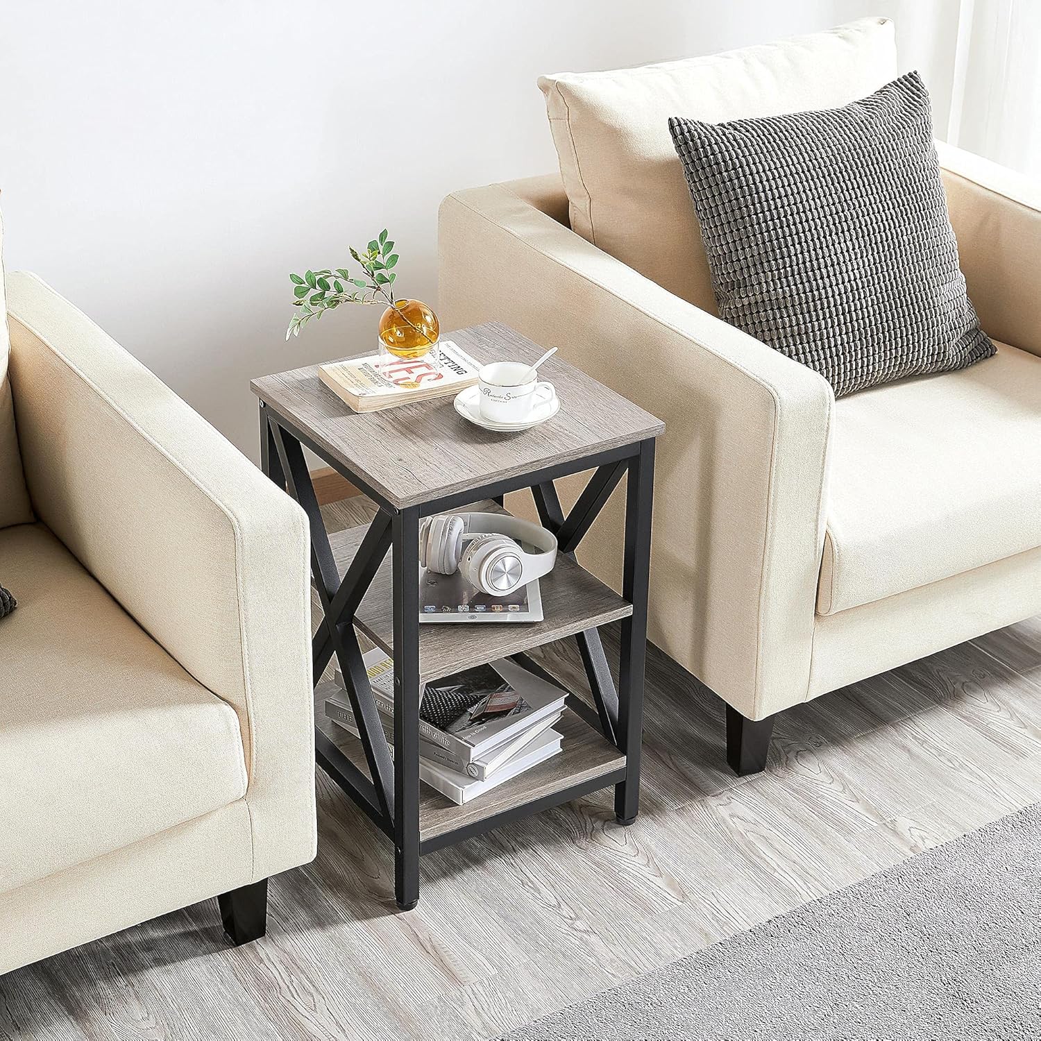 Yaheetech 47.5in Lift Top Coffee Table with 3-Tier Sofa Side End Table, Wood Coffee Table w/Hidden Compartment and 2pcs End Table with Shelf, 3-Piece Living Room Table Sets, Grey : Home & Kitchen