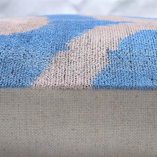 Miniatura 6 de CANVELLO Almohada decorativa hecha a mano azul con relleno de plumón funda de cojín cuadrada de seda de terciopelo suave para sala de estar sofá y