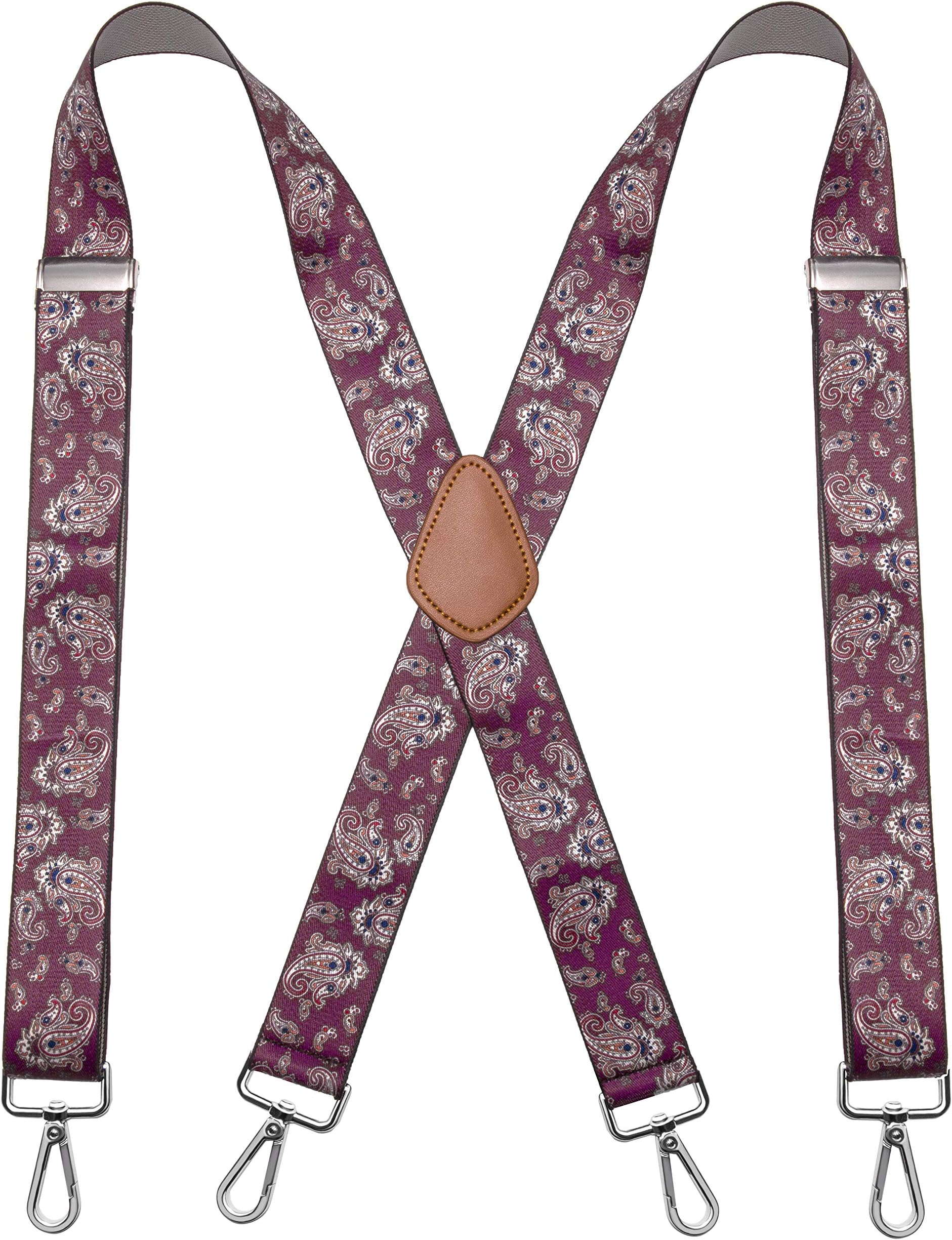 BiotertiMen’s Heavy Duty X- Back 1.4 Inch Suspenders with 4 Snap Hooks