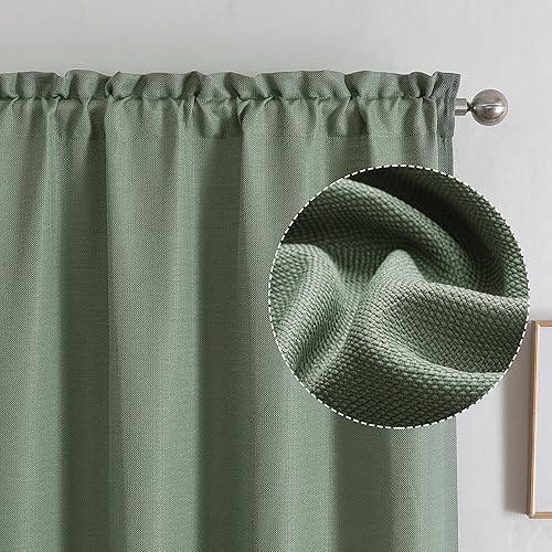 Chyhomenyc Sage Green Curtains 45 Inch Length 2 Panels, Faux