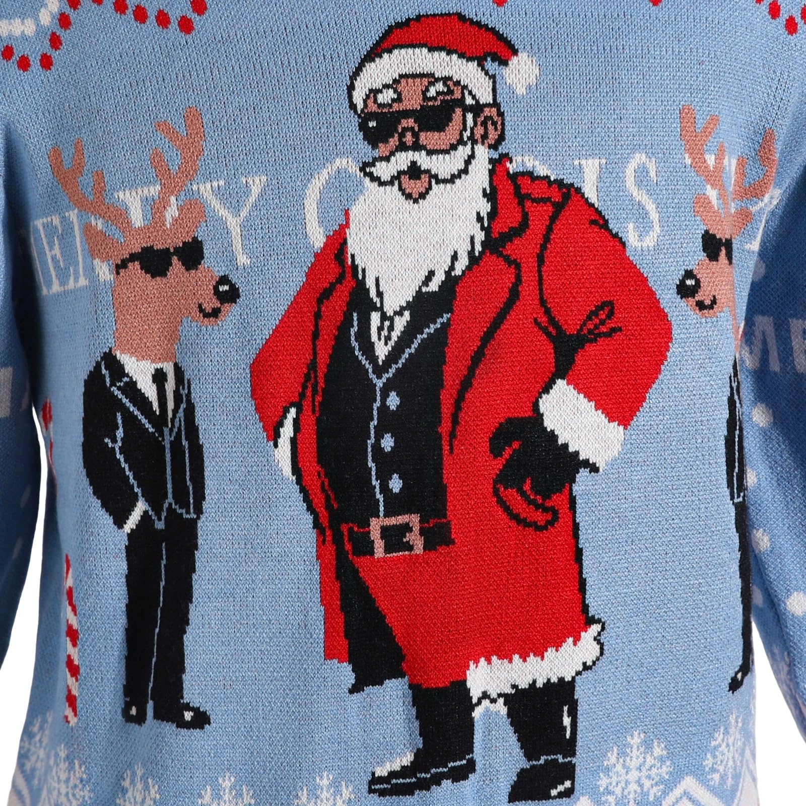 Suéter navideño para Hombre, Feo, de Punto, con Cuello Redondo y Mangas largas para Fiestas navideñas (L)