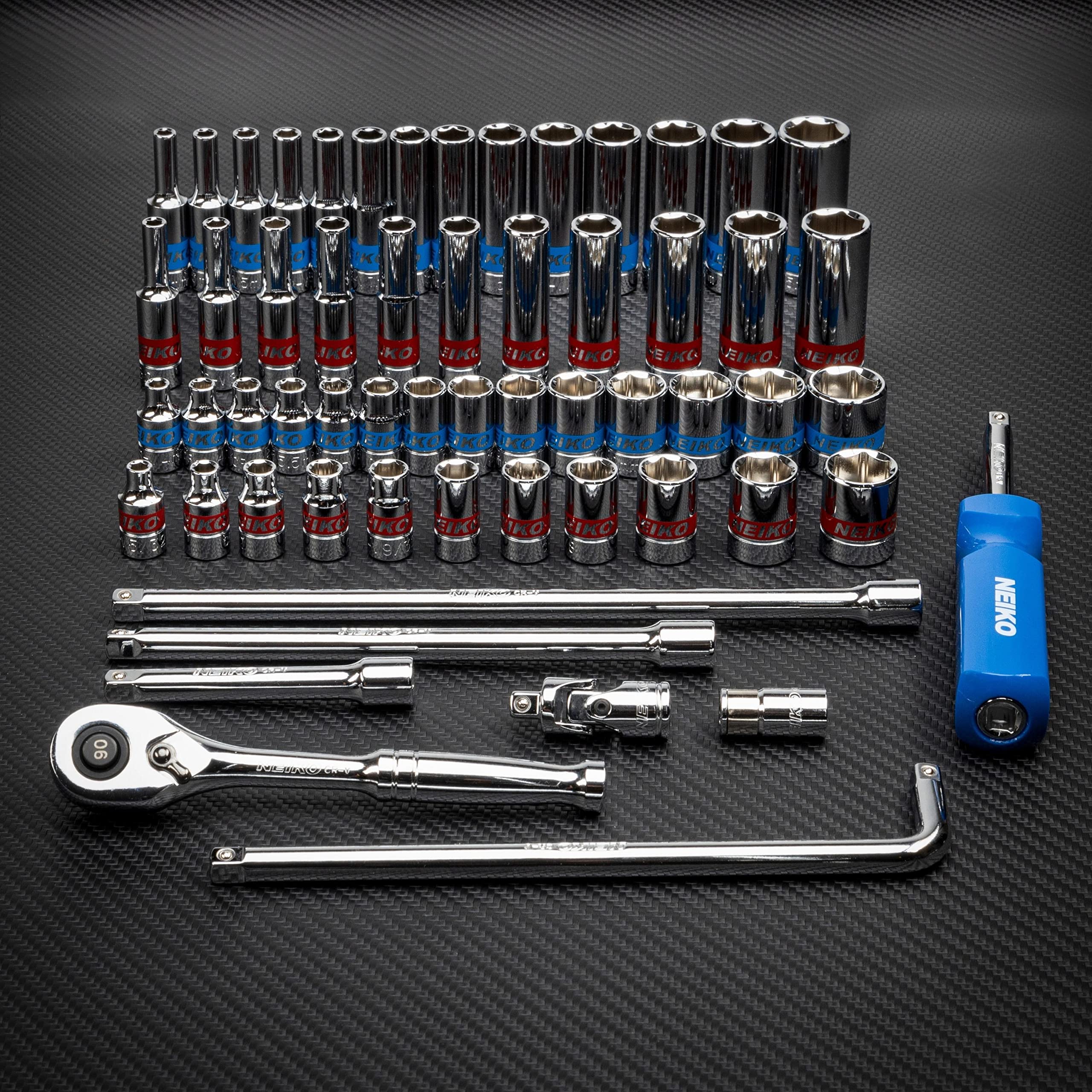 Neiko 02514A 1/4 Inch-Drive Ratchet and Small Socket Set, 58-Piece