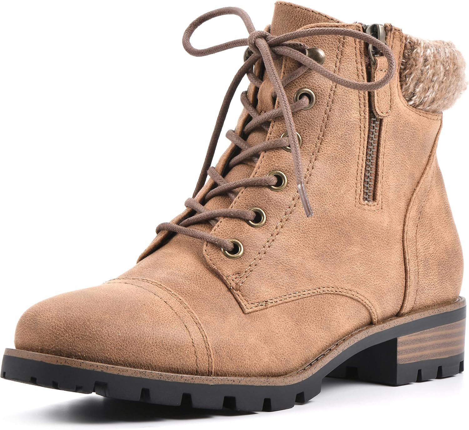 WHITE MOUNTAIN Shoes Daisy Women's Lace-up Water Resistant Bootie, Cognac/Waxy/Fabric, 11 M