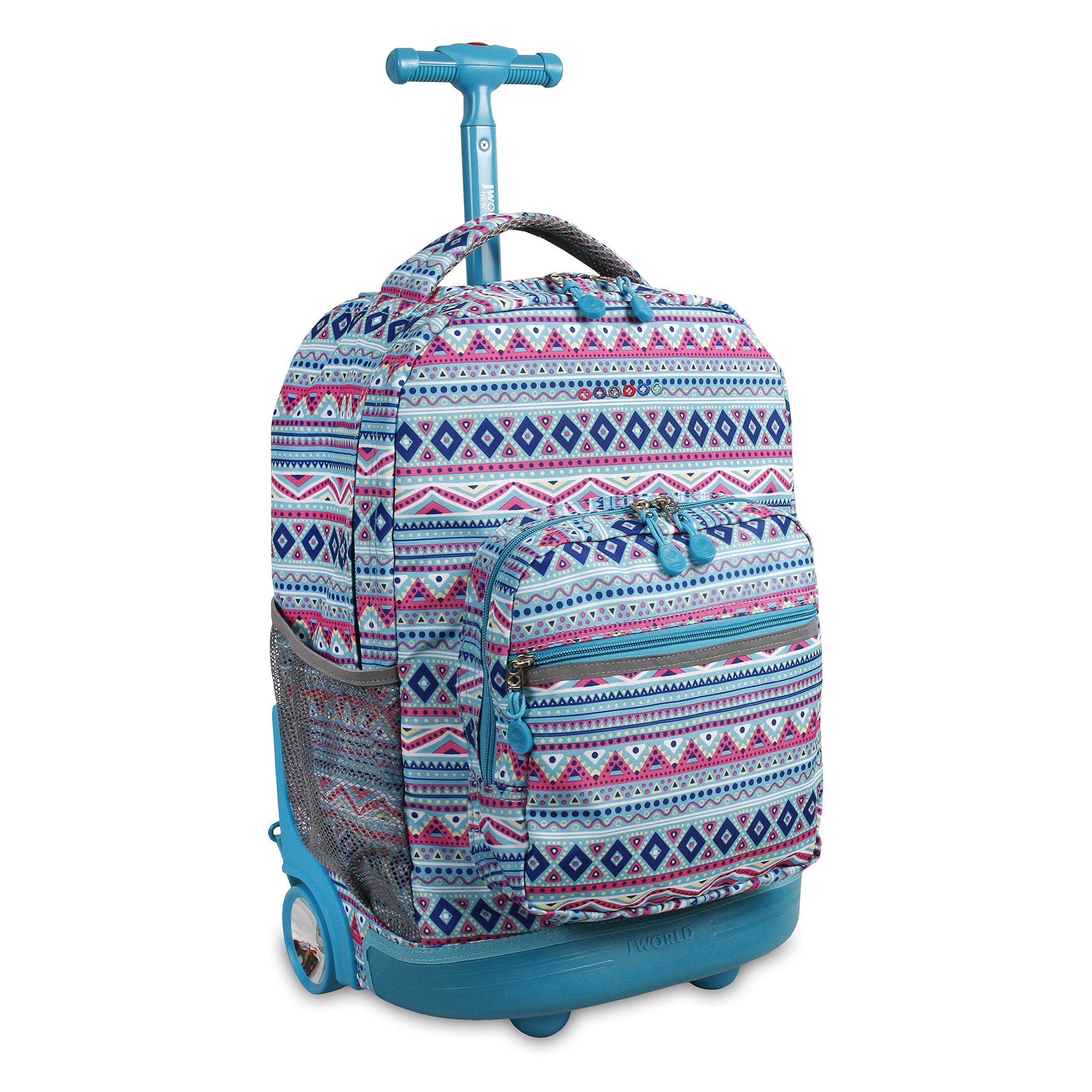 J World New York Sunrise Rolling Backpack Backpack, MINT TRIBAL