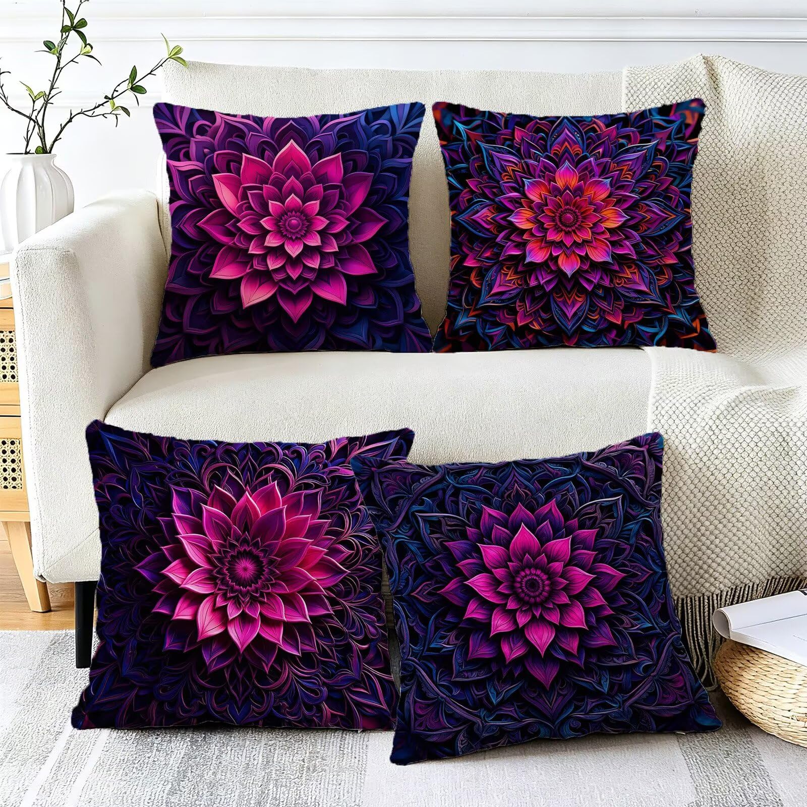 Coussin Exterieur Impermeable Violet, Taie Oreiller 45x45, Cod-301