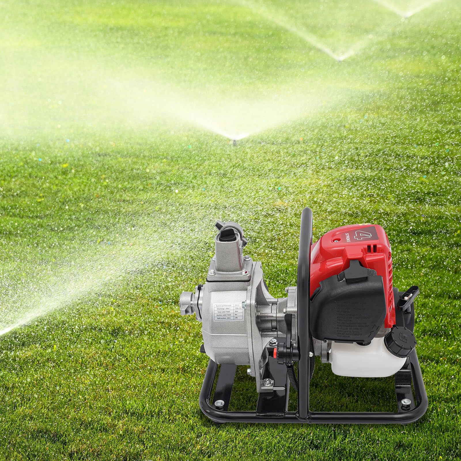 Wasserpumpe Motor Benzin Pumpe Ansaugschlauch Filter Trichter 1.2 kW 38 cm³ 135 lmin Gartenbewässerung Landwirtschaft Feuerlöschung Bau Baustelle