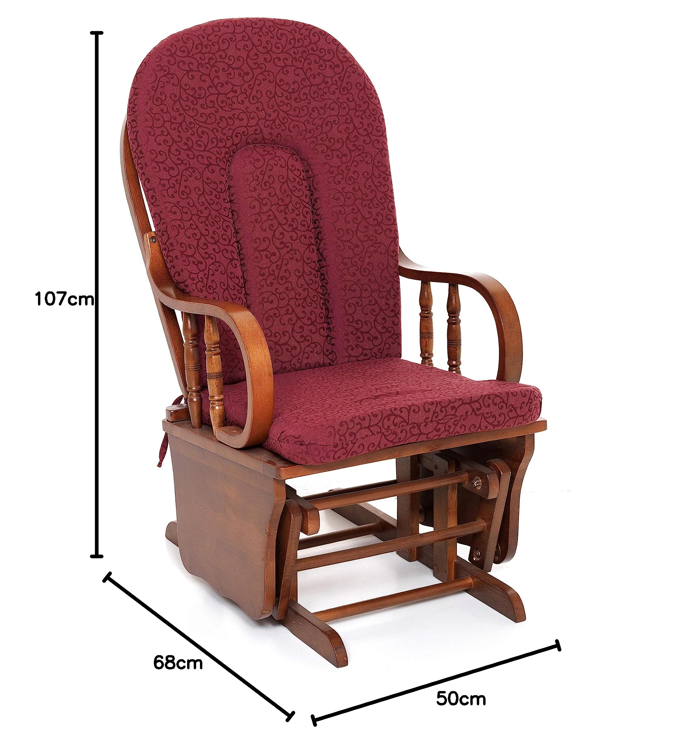 Douglas Dondolo, Legno, Bordeaux, Singolo, 68x50x107 cm
