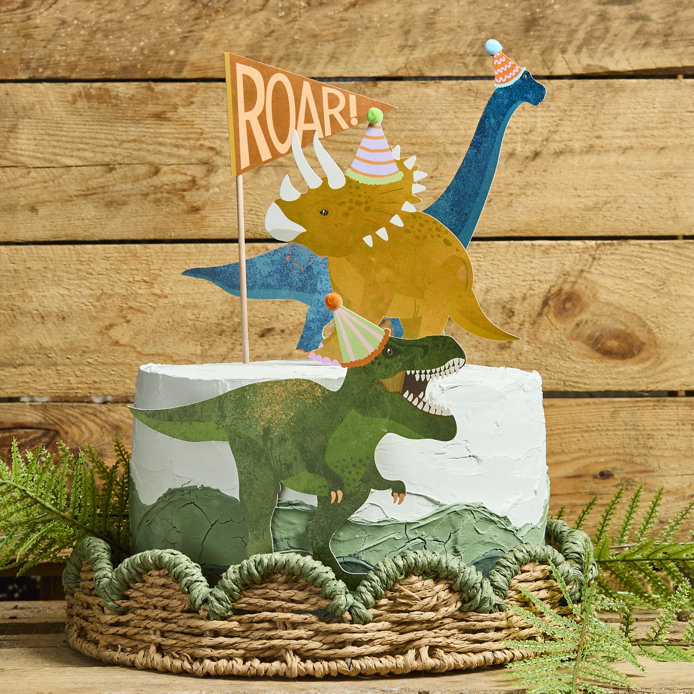 Dinosaur Card Cake Topper Set, Dinosaur Birthday Cake Decorations