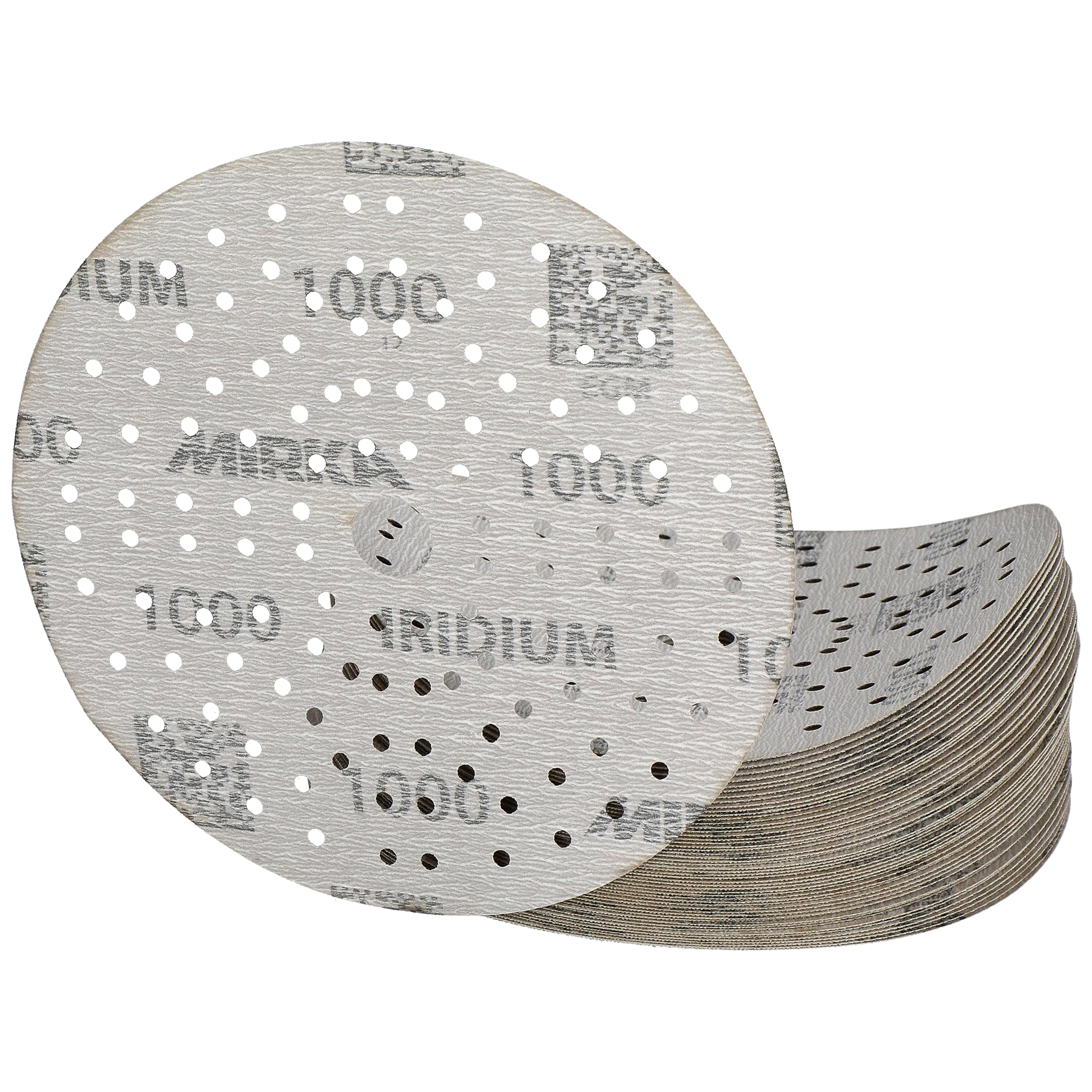 Mirka Iridium carta abrasiva a strappo 150mm grana 1000 50 pz | Premium carta abrasiva a strappo 121 fori grana 1000 ideale per vernice stucco legno acciaio materiali minerali plastica