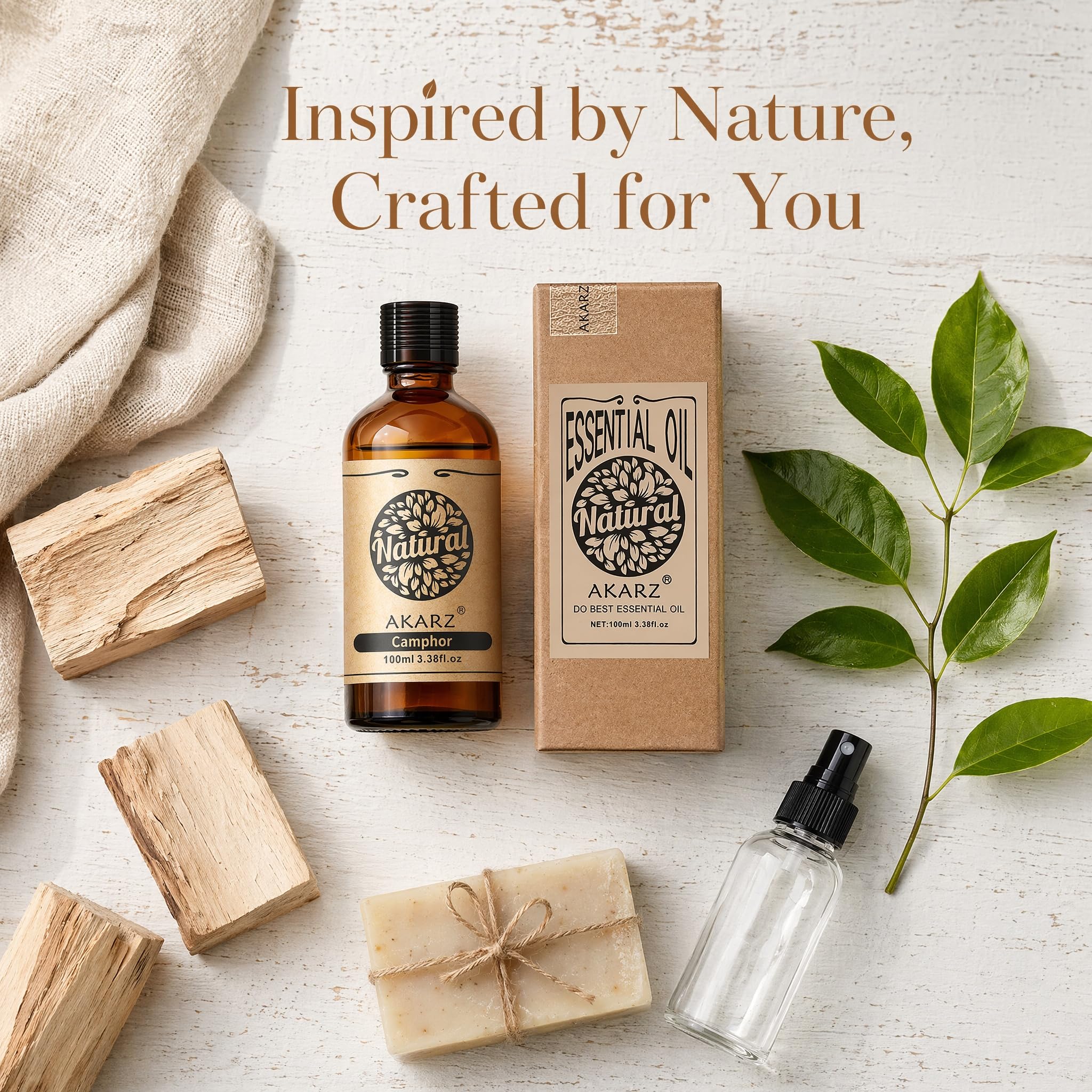 AKARZ 100ml Olejek esencjny z Kamforu - Naturalny olejek aromatyczny do dyfuzorów, lamp aromatycznych i aromatów pomieszczeń