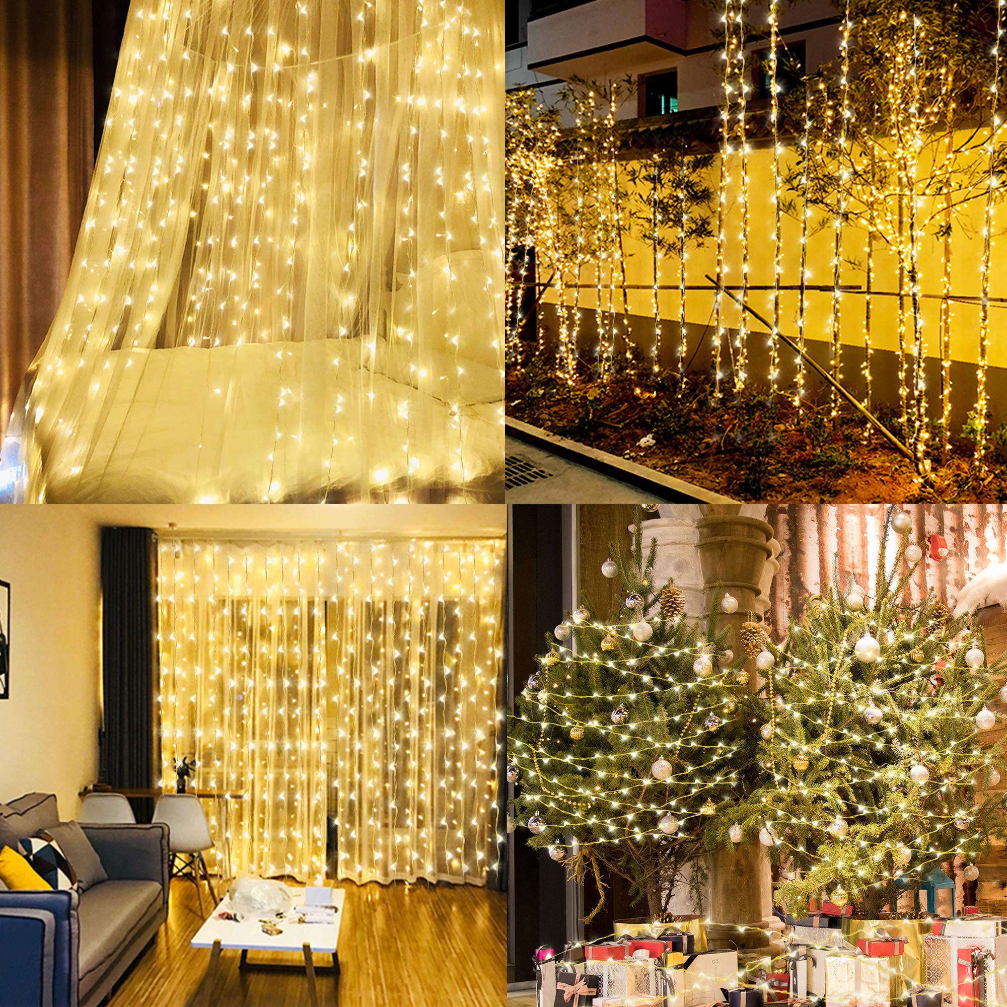 TW SHINE Confezione da 2 luci natalizie a energia solare per esterni, 200 LED, 200 m, ad energia solare, con 8 modalità, decorazione natalizia impermeabile per casa, albero, feste, cortile